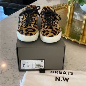 GREATS leopard pony hair shoes. Sz 7